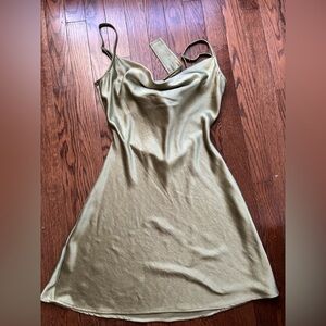 Sage satin dress